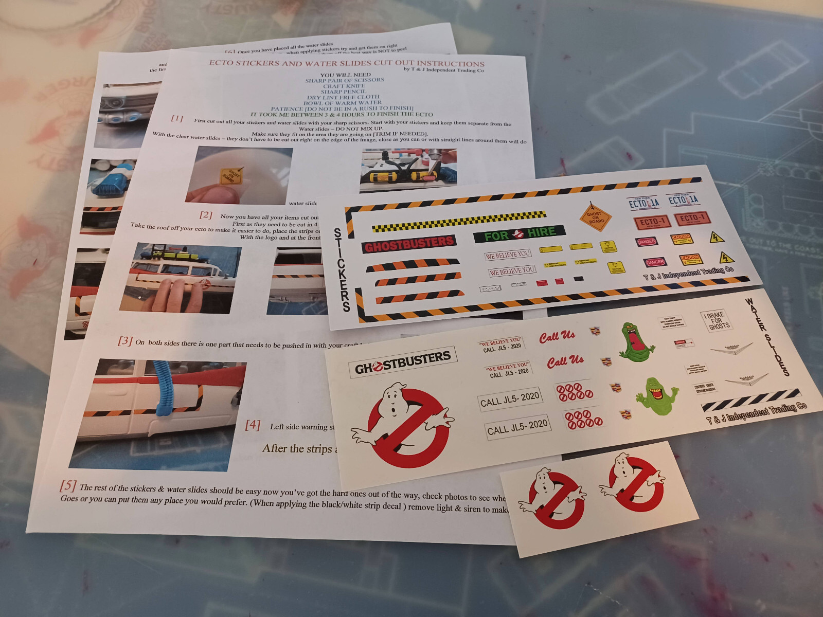 Playmobil Ghostbusters Ecto-1 Replacement Water Slide & Decal Stickers