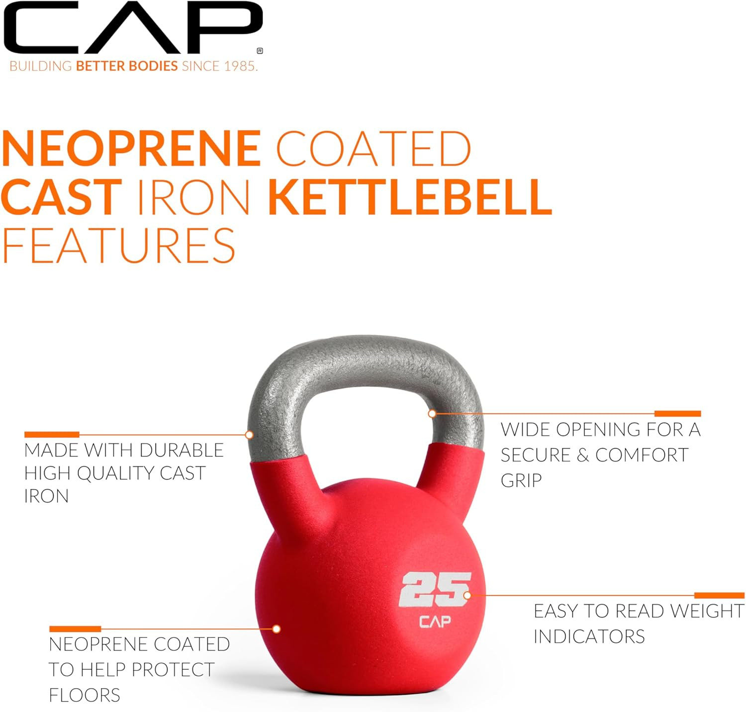 Cast Iron Kettlebell - Coated Options, Singles and Sets, Multiple Weight Choices