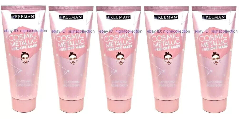 Lot 5 FreemanCosmic Metallic Peel-Off Mask Soothing Rose Gold 6 oz Ea NEW SEALED