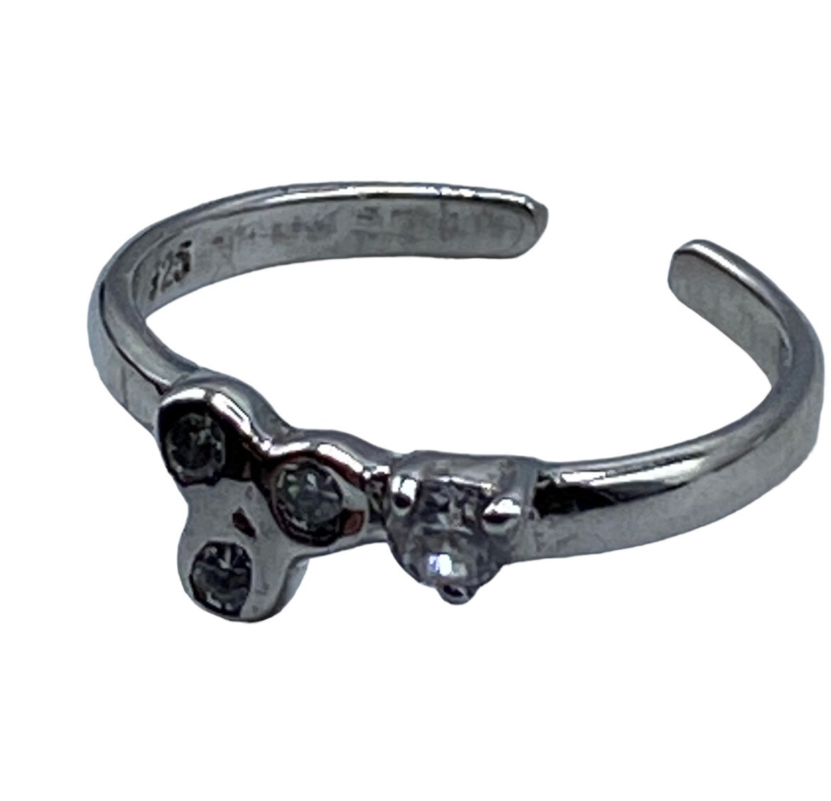 925 Sterling Silver Toe Ring crystal Midi Finger Dainty 2-4"