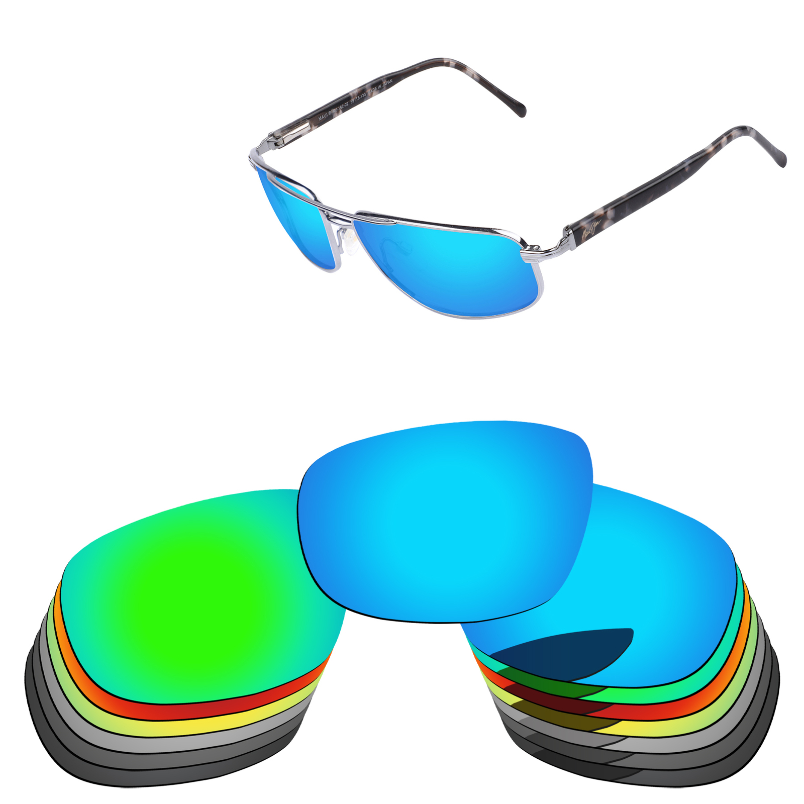 Lenslog Polarized Replacement Lens For-Maui Jim Kahuna MJ162 Frame -Colors