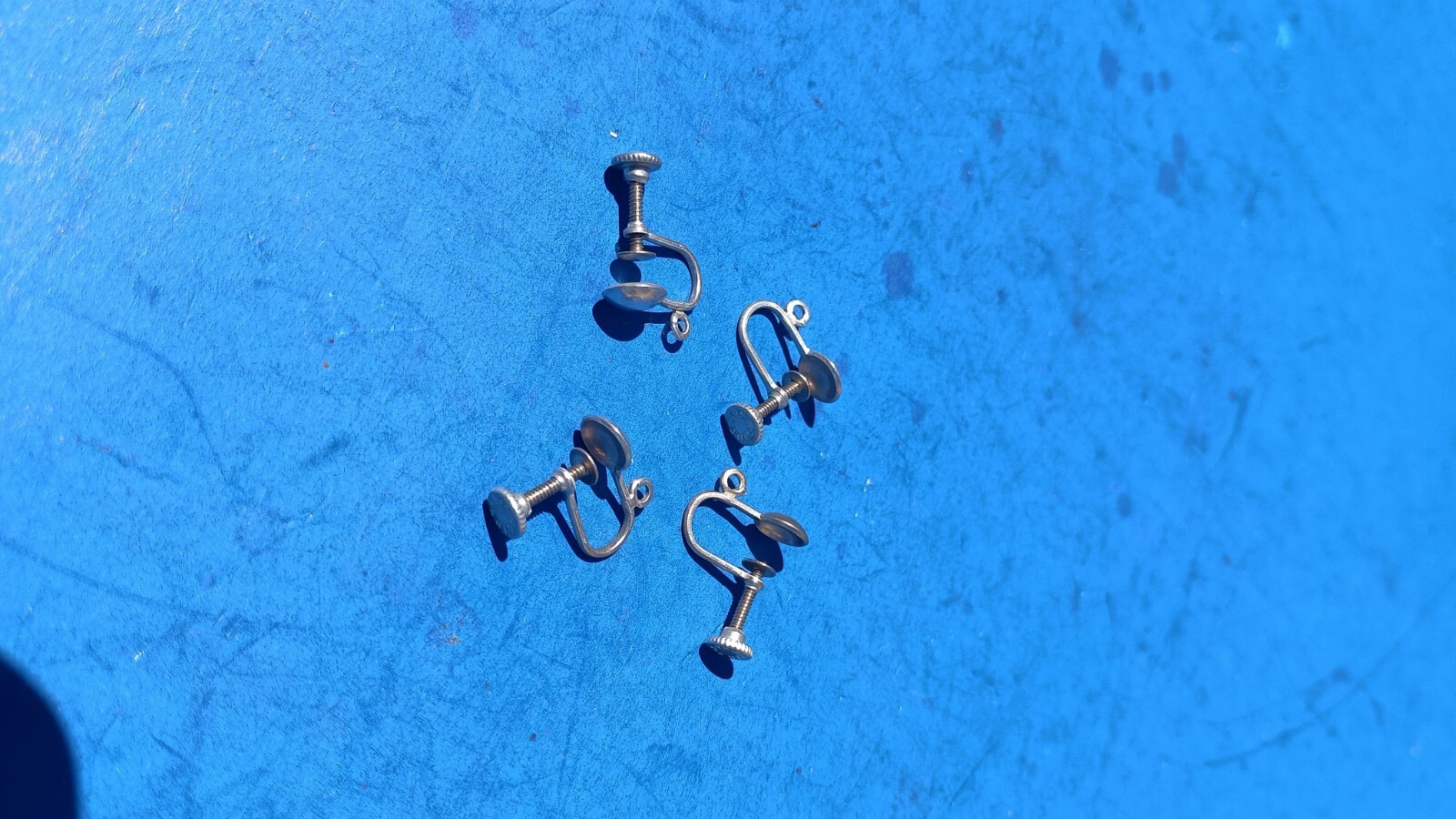 Sterling silver screw back dangle earring finding setting, Pair, 2 Pieces.