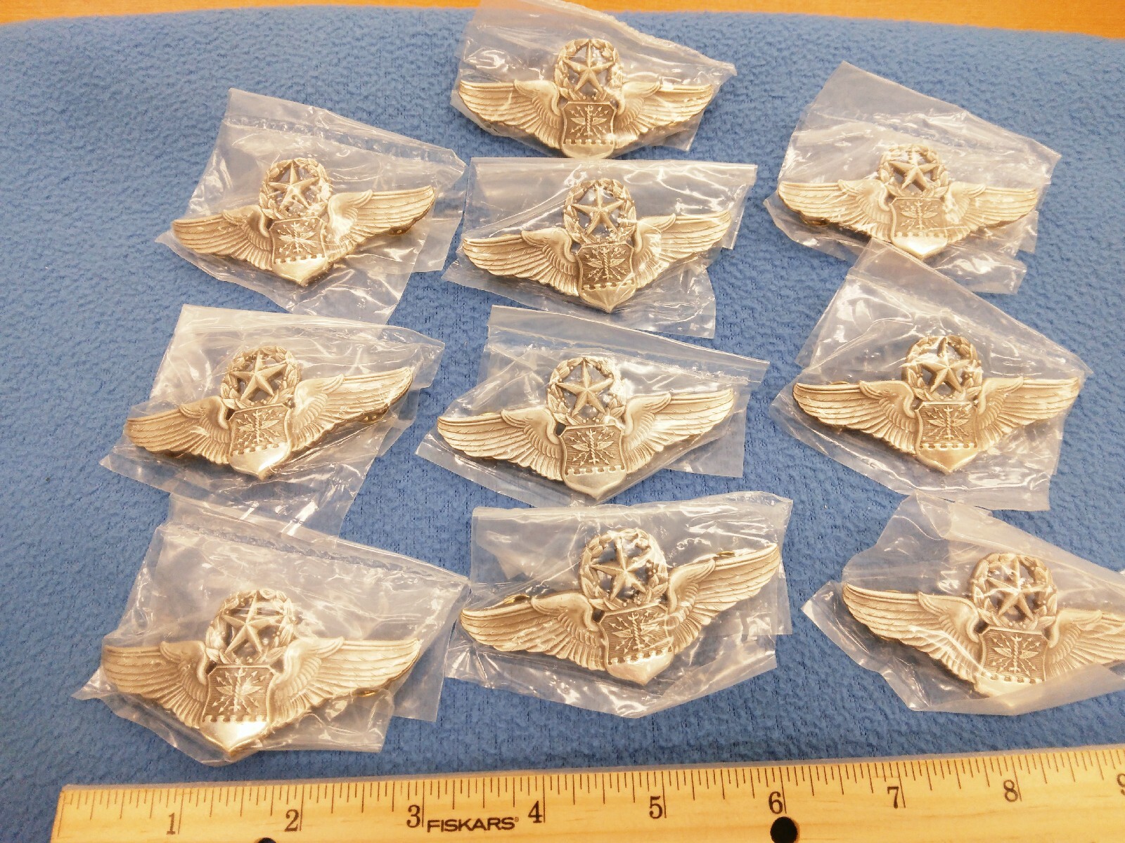 LOT OF 10 - AIR FORCE MASTER NAVIGATOR WINGS - 3 INCH PINS - NEW SEALED I-21