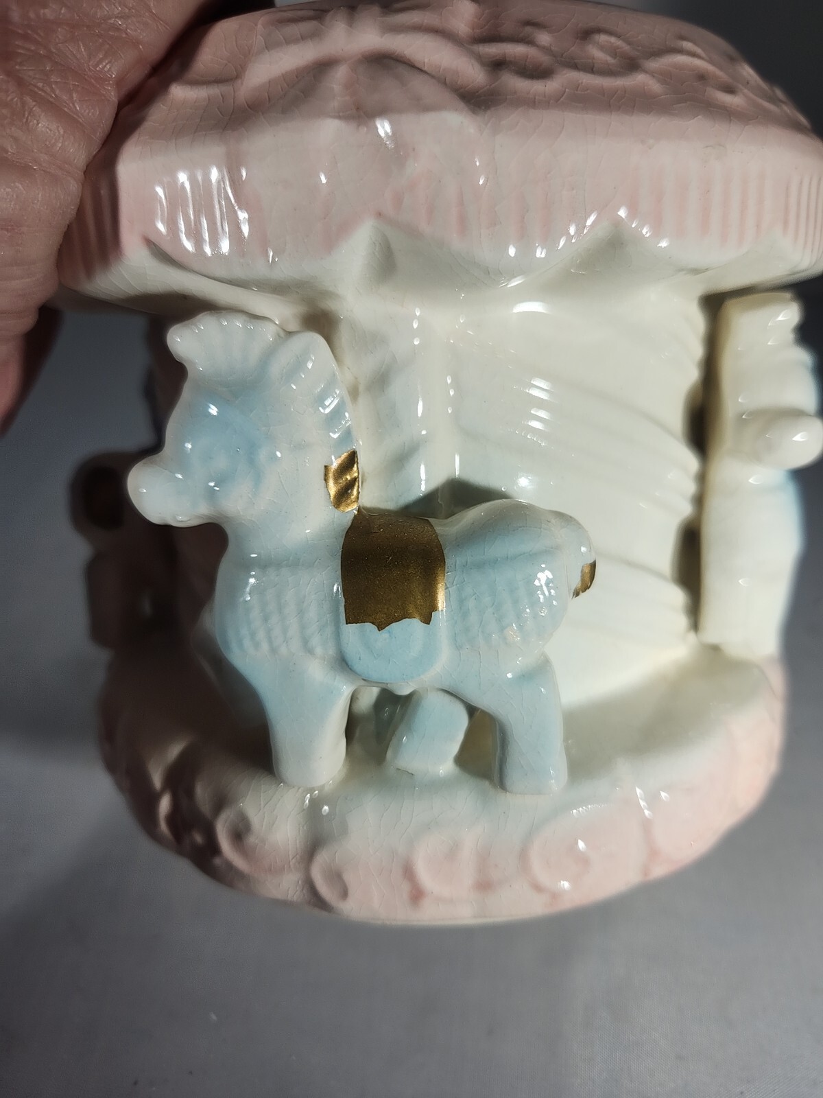 Vintage Rubens Ceramic Carousel Nursery Planter