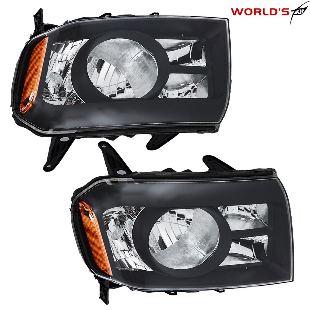 Left+Right For 2009 2010 2011 Honda Pilot Halogen Black Headlight Amber Corner