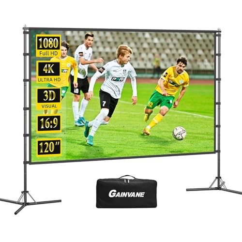 120 inch Projector Screen with Stand - 120” projector screen white backing