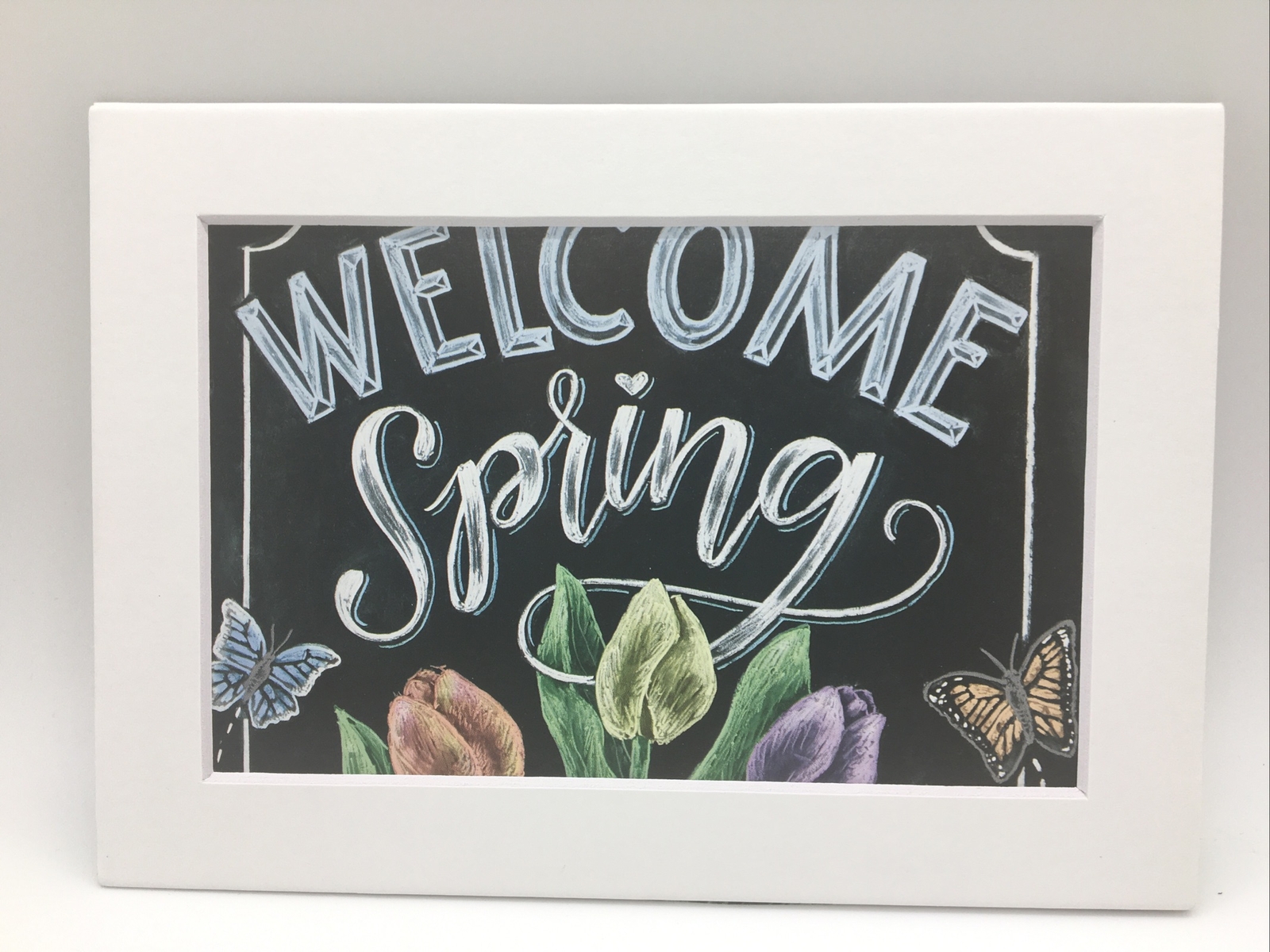 New Handmade 5x7 (Matted) Welcome Spring Floral Chalk Paint Free Ship 233