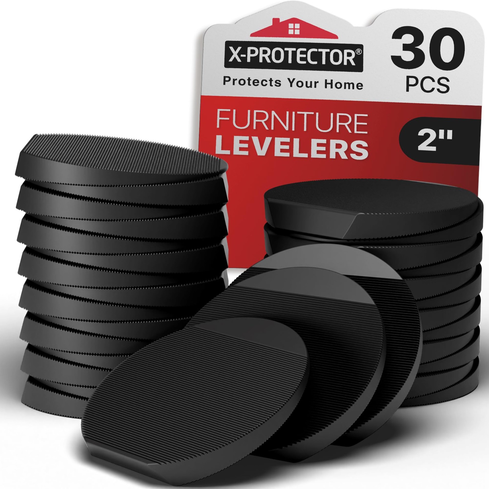 Furniture Levelers - 30 PCS 2" Black Rubber Shims for Leveling - Multi-Purpos...