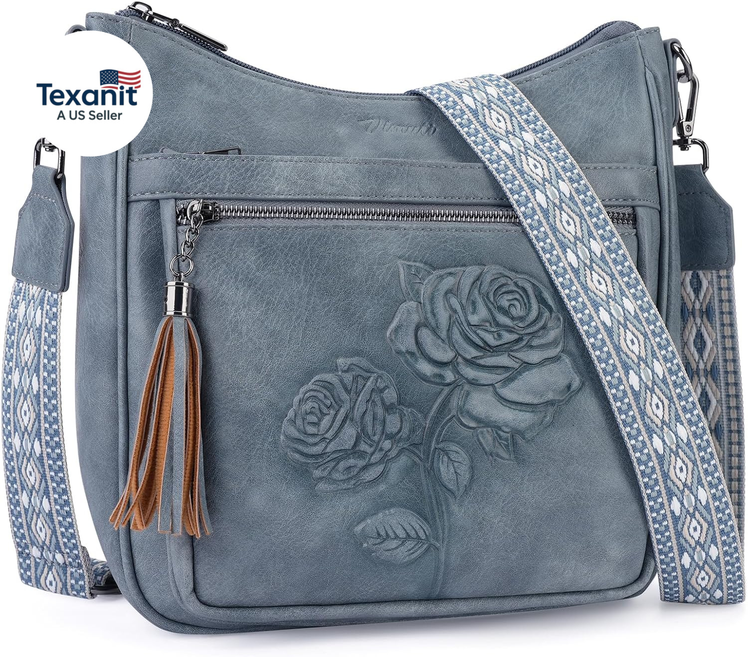Womens Crossbody Bag Vegan Leather Hobo Purse Embossed