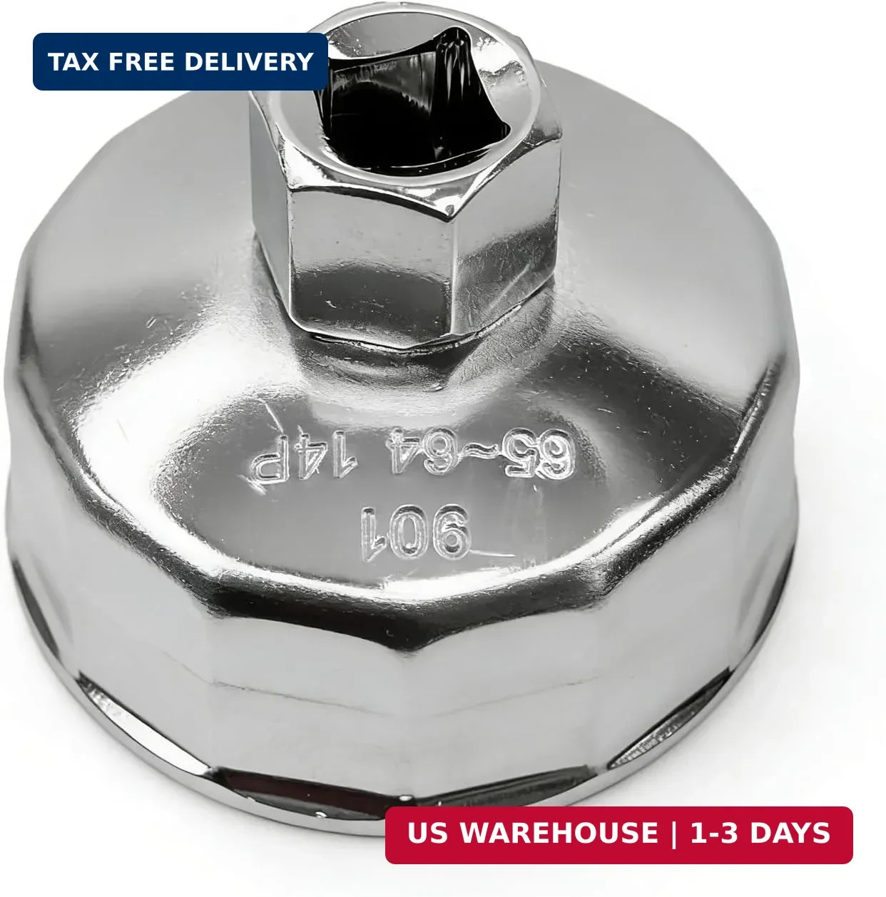 64mm-65mm 14 Flute Oil Filter Wrench with 1/2" Drive Port, Oil Filter Removal To