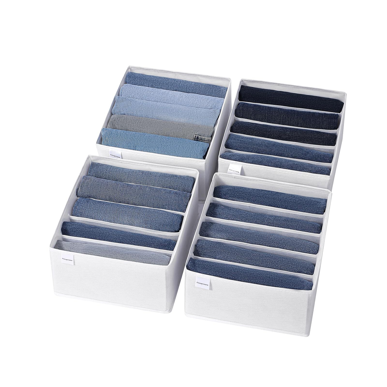 4 Packs Jeans Drawer Organizers For Clothing5 Grids Compartment Wardrobe Clothes