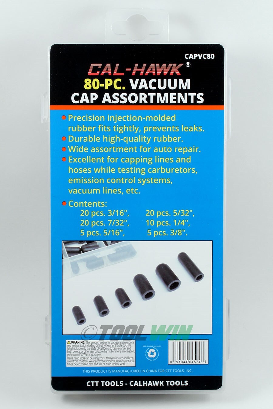 80 pc Carburetor & Vacuum Rubber Cap Assortment Set 5/32" -3/8" Auto Repair Kit
