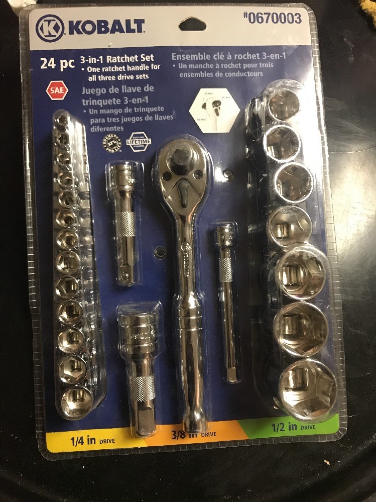 Kobalt 24 piece socket set english 5/32" to 1" 20 sockets