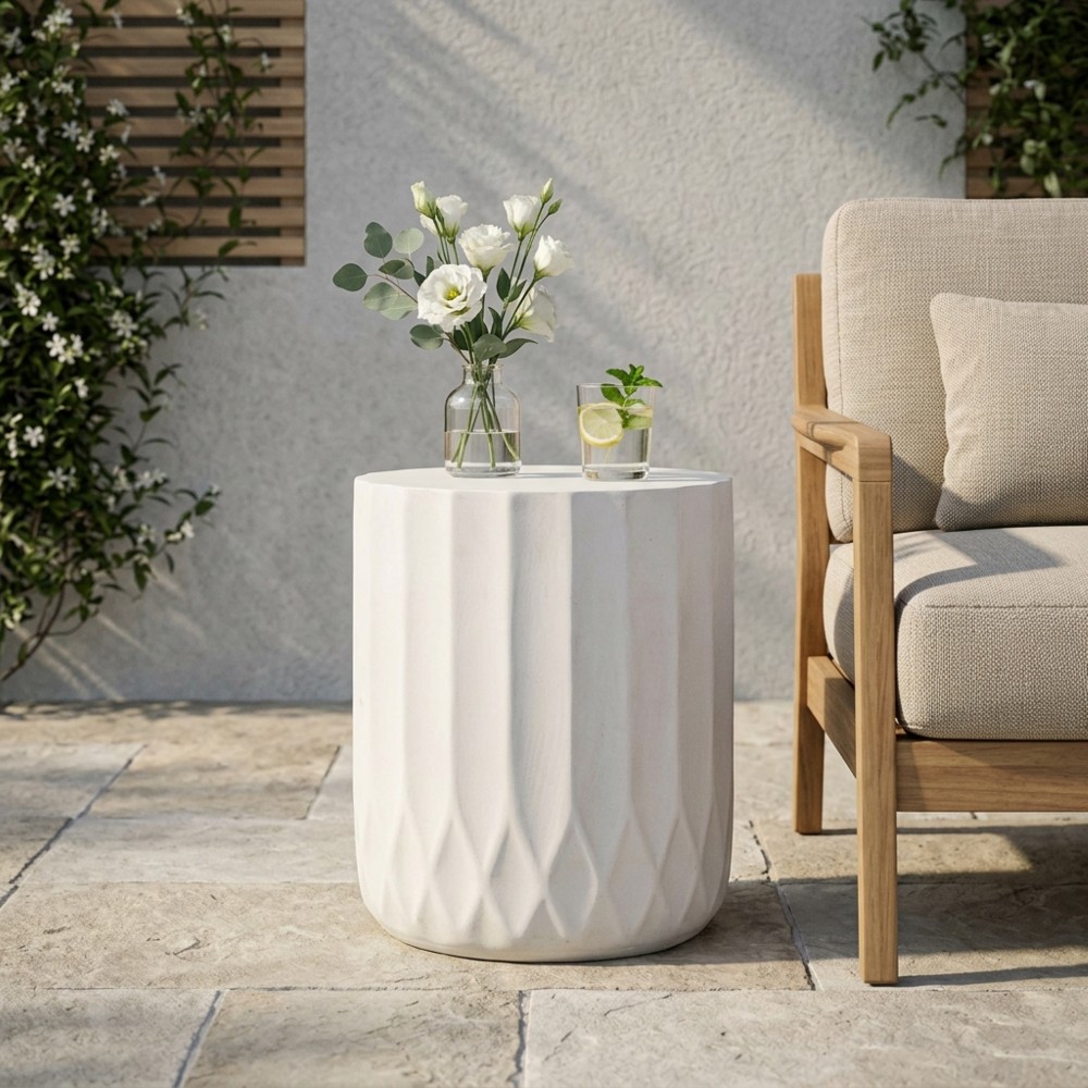 Round Outdoor Side Table , 15'' in. W 15'' in. D,End Table