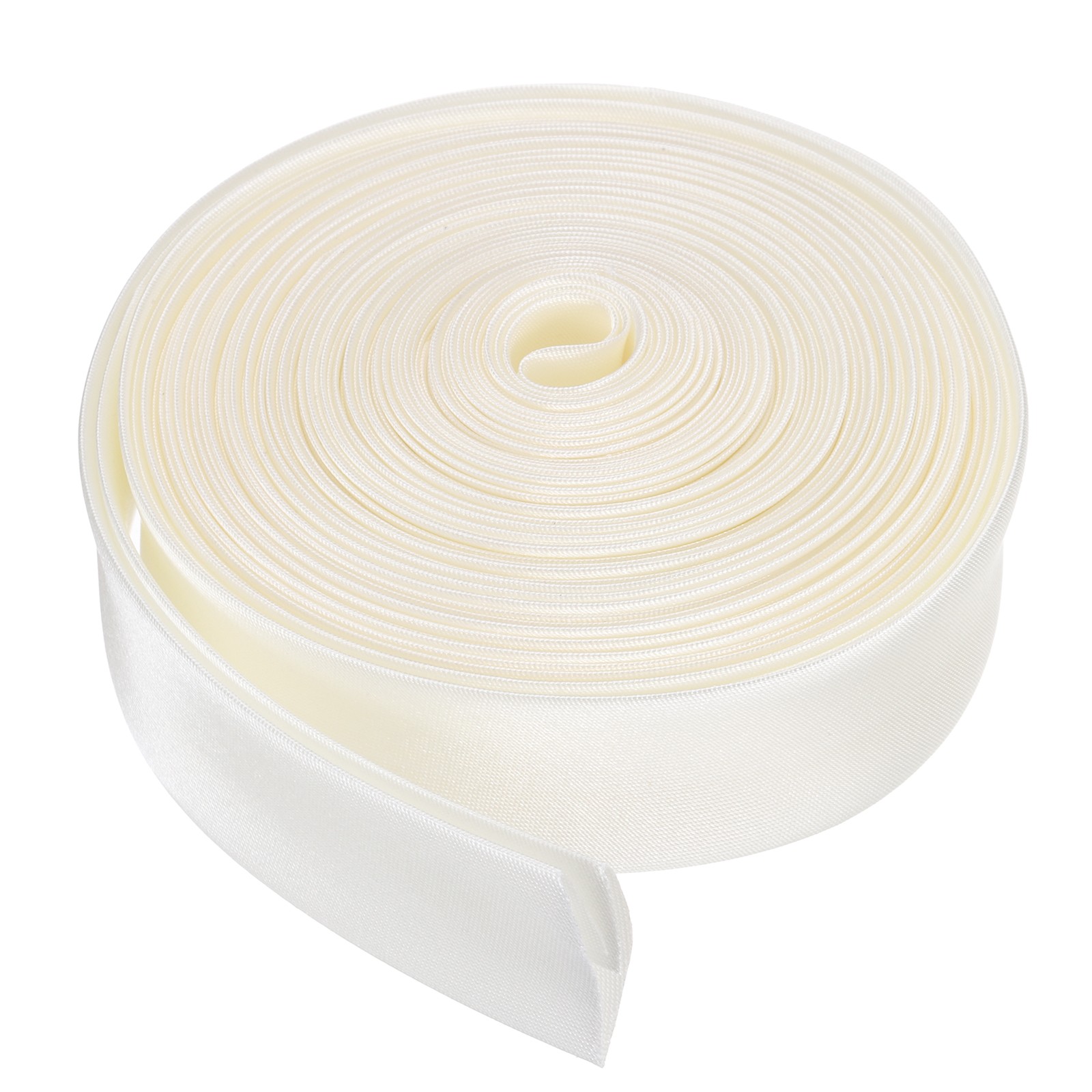 Double Fold Bias Tape 4/5 Inch x 5.5 Yards Satin Pre-fold Tape, Beige White