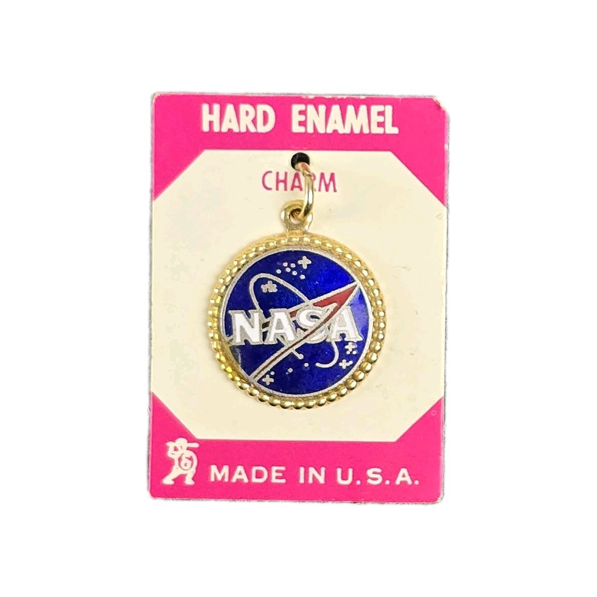 Vintage NASA Meatball Logo Hard Enamel Charm Made in USA Space Patch Style