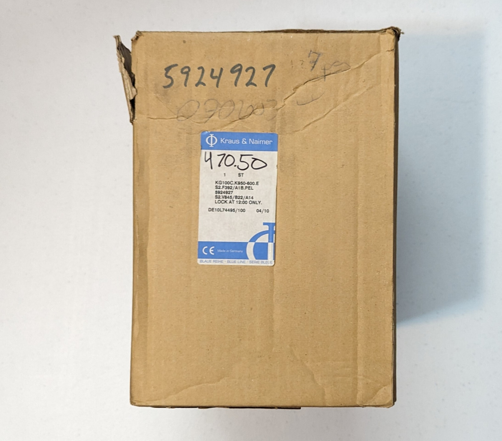 Kraus & Naimer KG100C.K950-600.E Main Switch 100Amp, 37KW, Customized