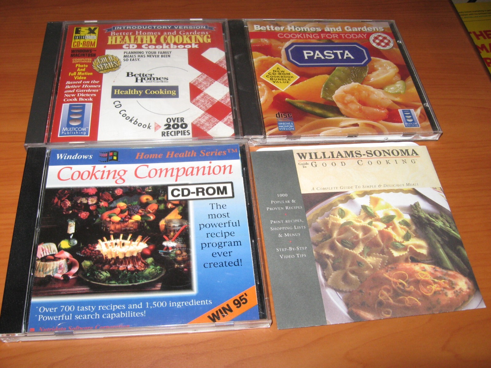 Lot of 4 Cooking Recipes CD's * Better Homes & Gardens Williams Sonoma Healthy