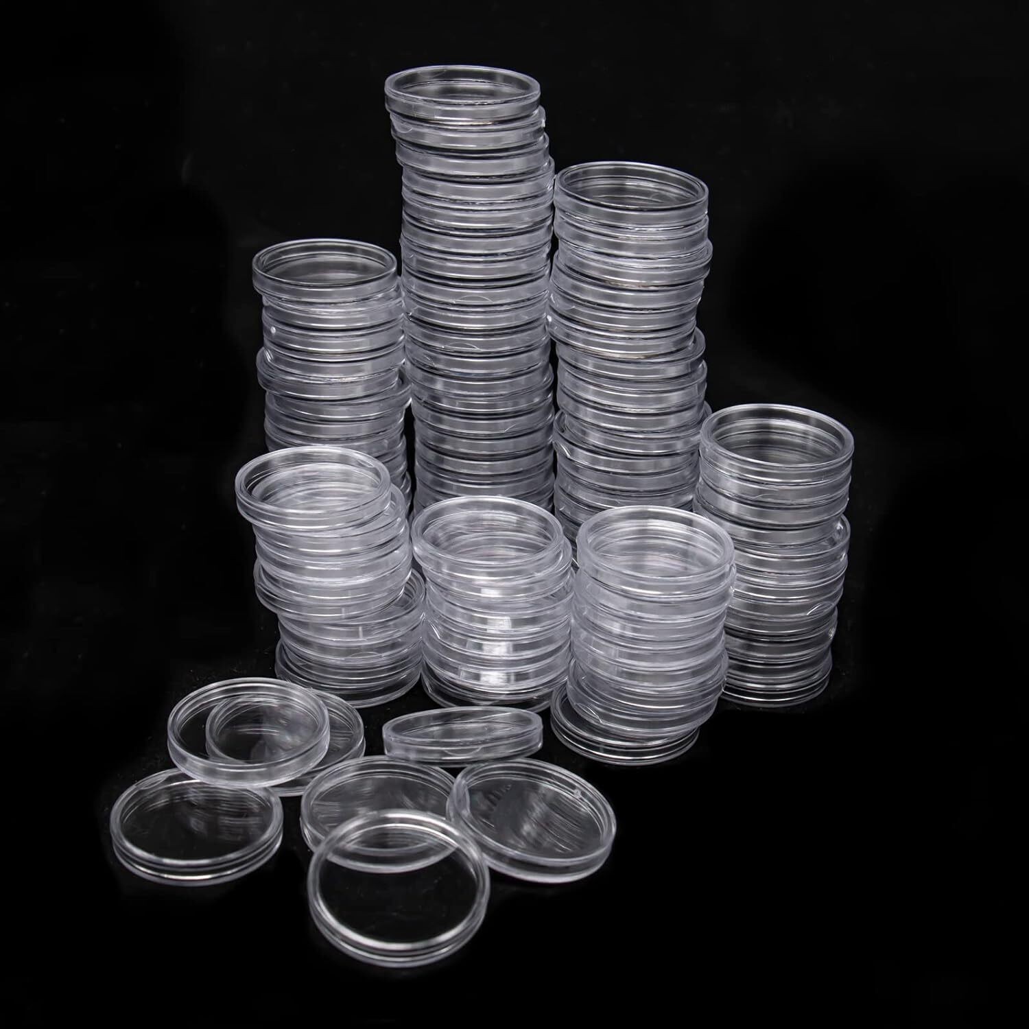 100Pack Clear Coin Capsule Round Plastic Holder 30mm Container Storage Box Case