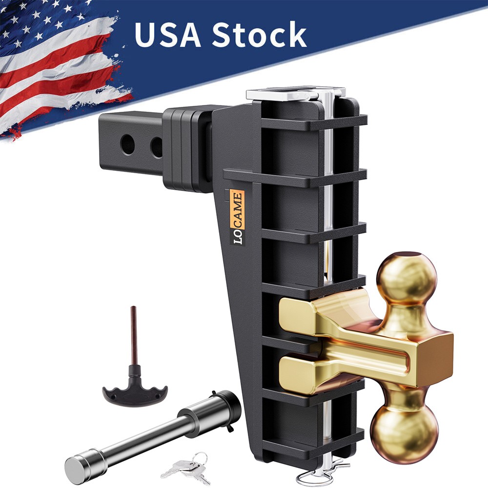2" Receiver Trailer Hitch 8" Drop Tow Hitch Adjustable Dual Ball Mount 25000lb