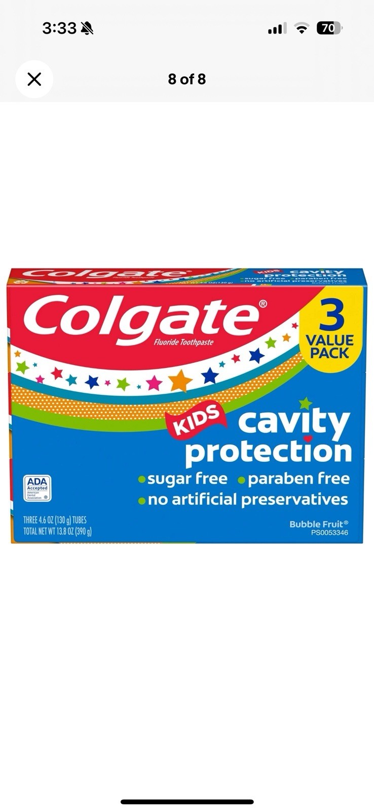 Colgate Kids Cavity Protection Toothpaste, Bubble Fruit, 4.6 oz, 3 Pack