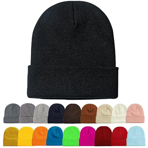 1&2 Pack Beanie for Men Women Slouchy Beanie Hats Winter Knit Caps 1pack-black