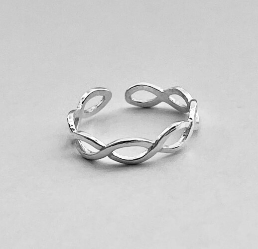 Adjustable Women's Solid Metal Silver Charm Foot Toe Ring Real 925 Silver