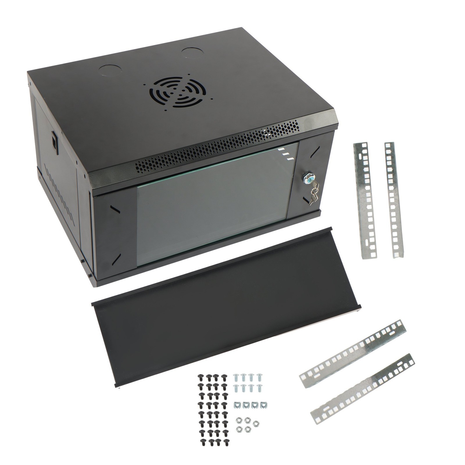 6U Wall Mount Network Cabinet 15.5in Deep with Lock for Data Center Rack"