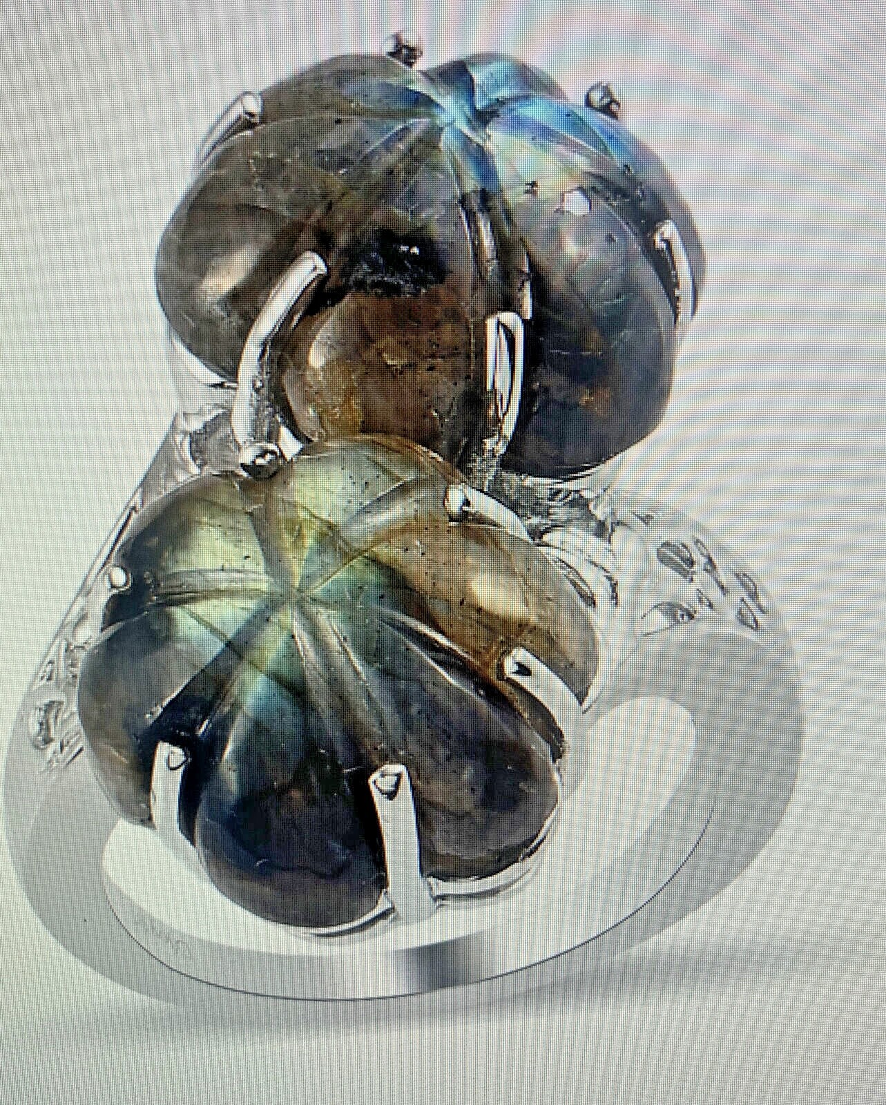 17.50 ctw Malagasy Labradorite Bypass Ring size 8 Platinum Over Sterling Silver
