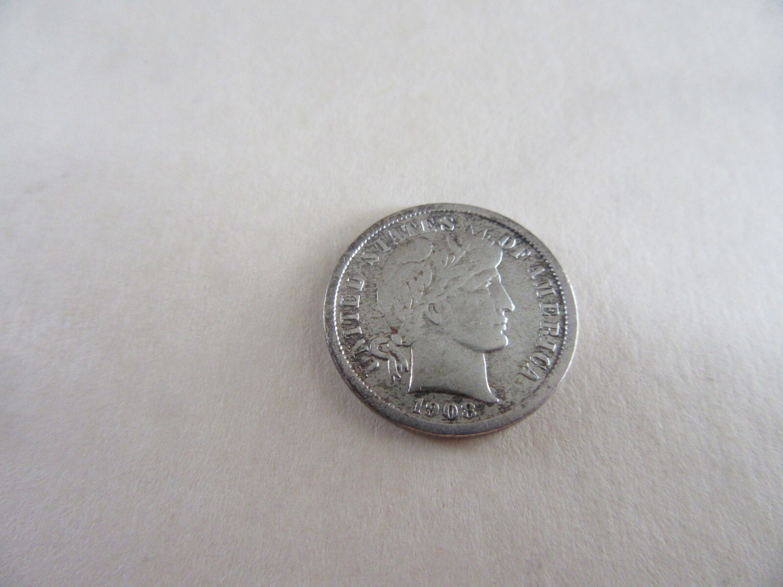 1908-P Barber Head Silver Dime Circulated F+ [ACTUAL COIN]~~Free Shipping~~