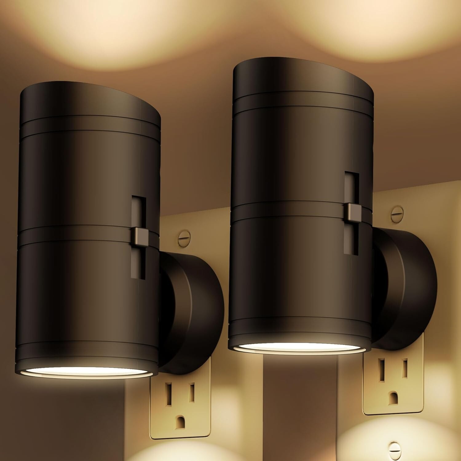 2 Pack Night Lights Plug into Wall with Dusk to Dawn Sensor, Shine Up and Down