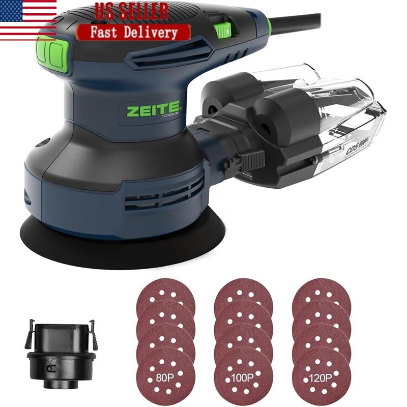 3.0 Amp Electric Orbital Sander Variable Speed Dust Box 10ft Cord Low Vibration