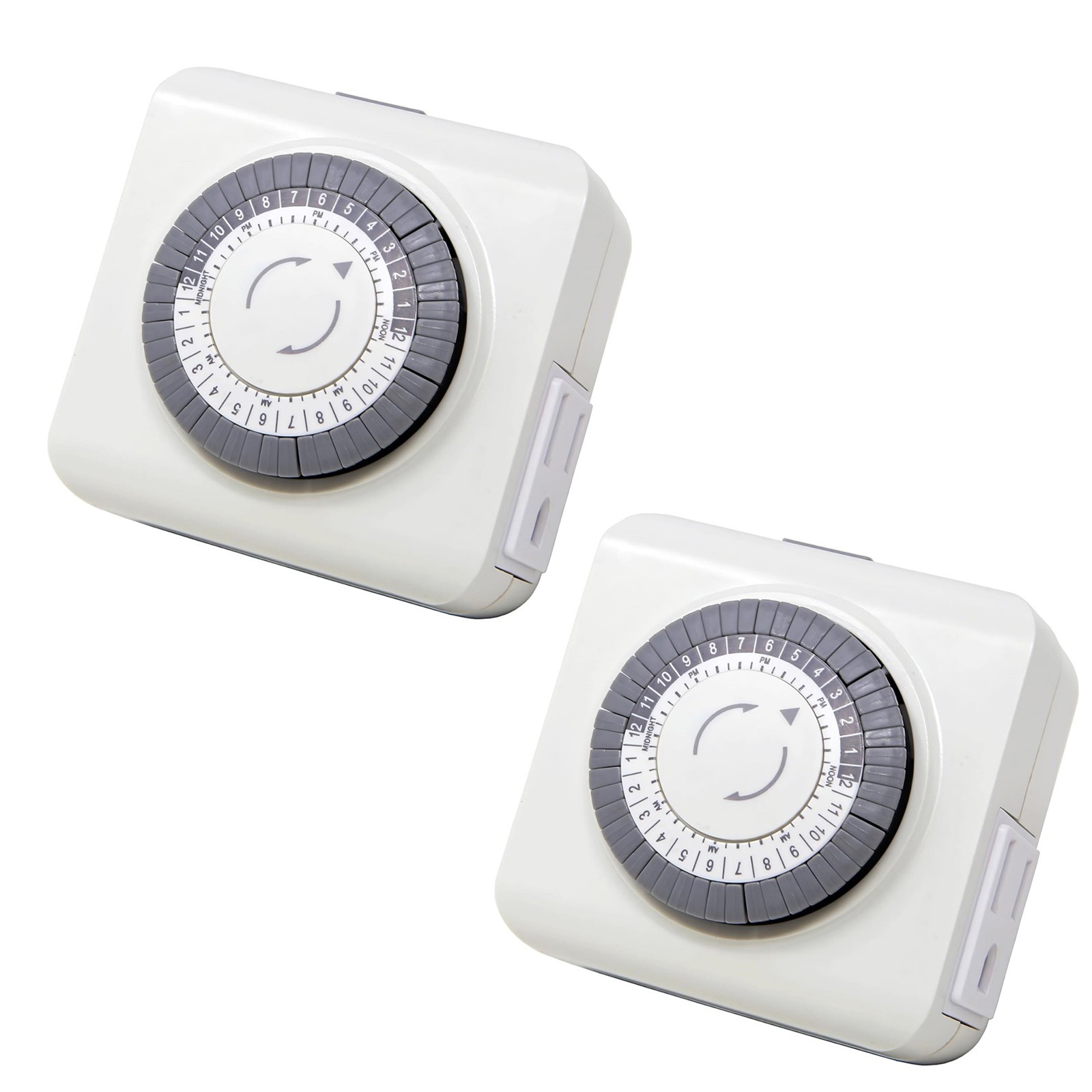 2 Pack 110-125V 3-Pin Outlet Timer For Lamp Control 24-Hour Programmable Switch