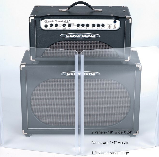 NEW 2-ft tall, 3-ft wide 2-Panel Amp Shield, Plexiglas guitar screen