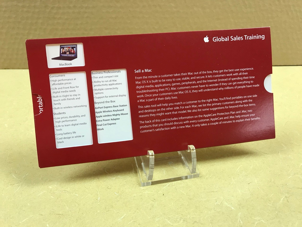 APPLE INTERNAL _VERY RARE _ Apple Computer Macintosh Global Sales Training Card