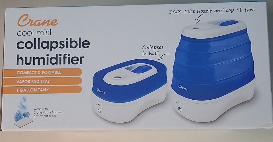 Crane Collapsible Cool Mist Humidifier for Bedroom and Office, 1 Gallon Portable
