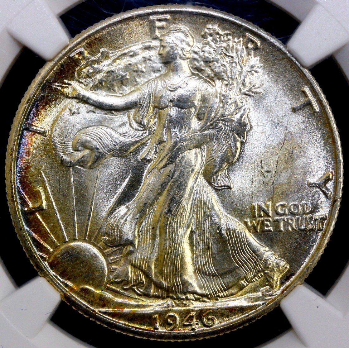 1946-D Walking Liberty Half Dollar NGC MS65 NICE Toned