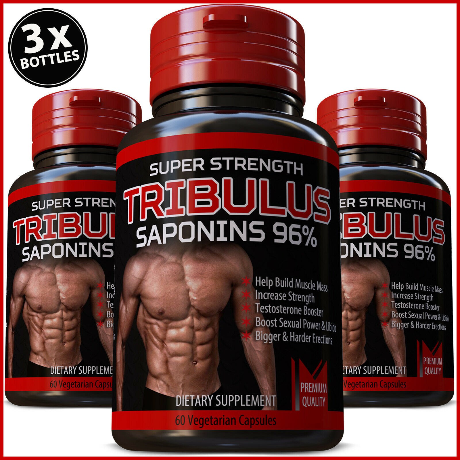 3 PACK of Tribulus Terrestris Workout Body 7500mg BUILD BIGGER MUSCLES 180 Pills