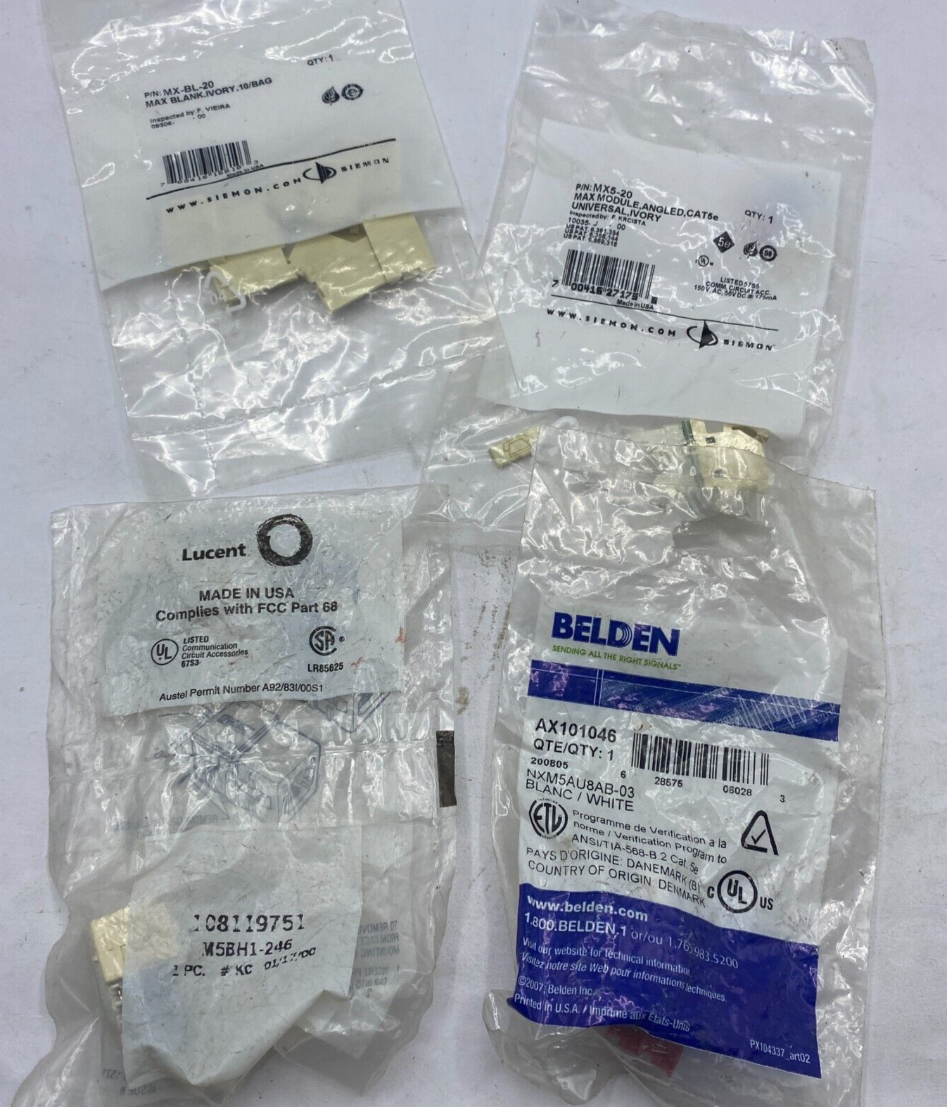 BELDEN AX101046/Siemon MX-BL-20/Lucent M5BH1-246 / Siemon MX5-20 LOT OF 4🔔
