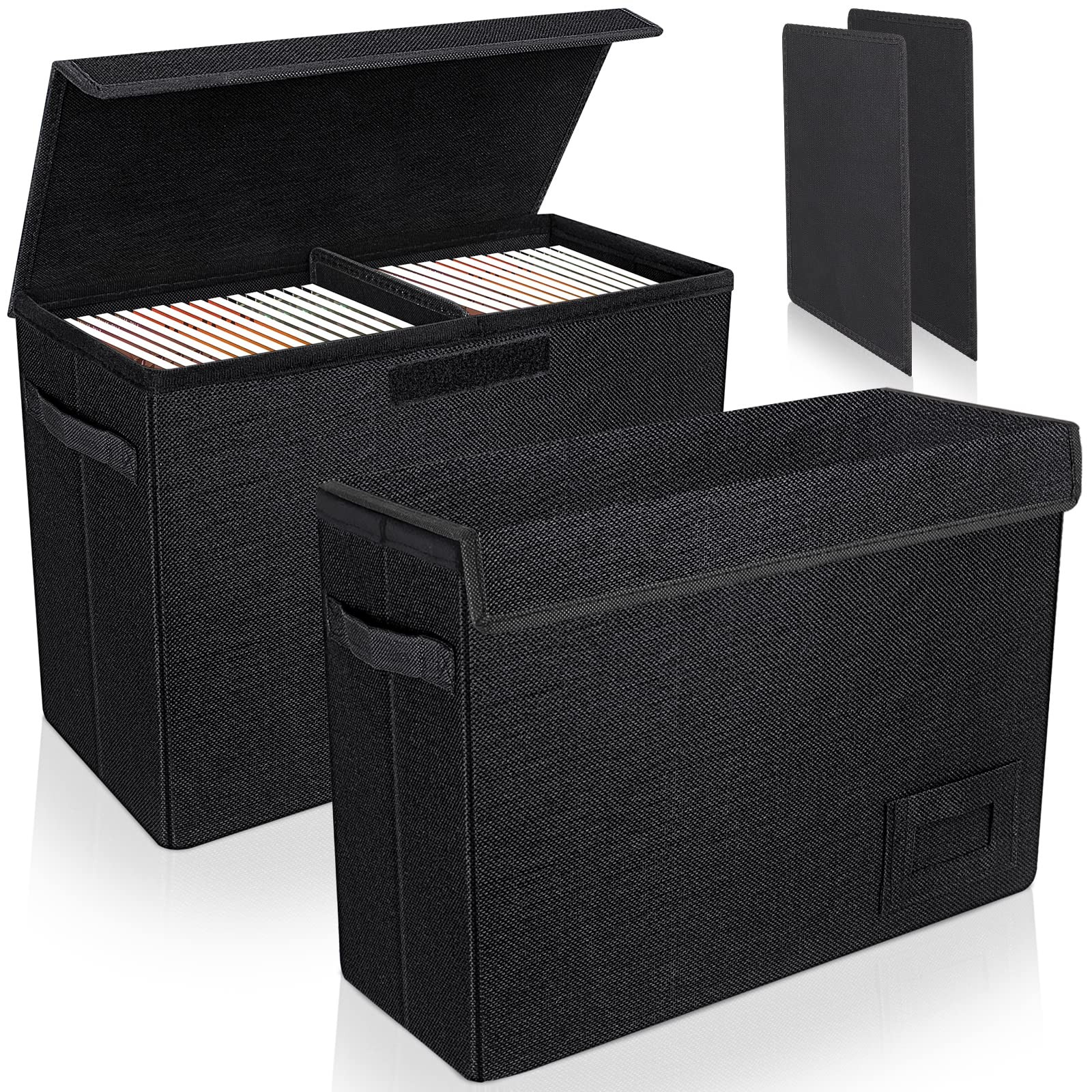 2-Pack Comic Book Storage Boxes, Collapsible Comics Book Case with Dividers a