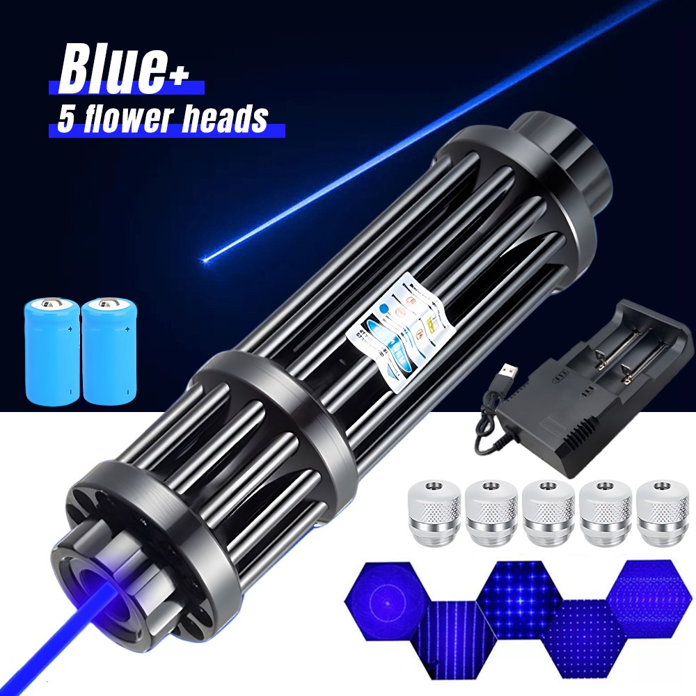 10Watt High Power Blue Burning Light Pointer Visible Dot Torch Laser Adjustable
