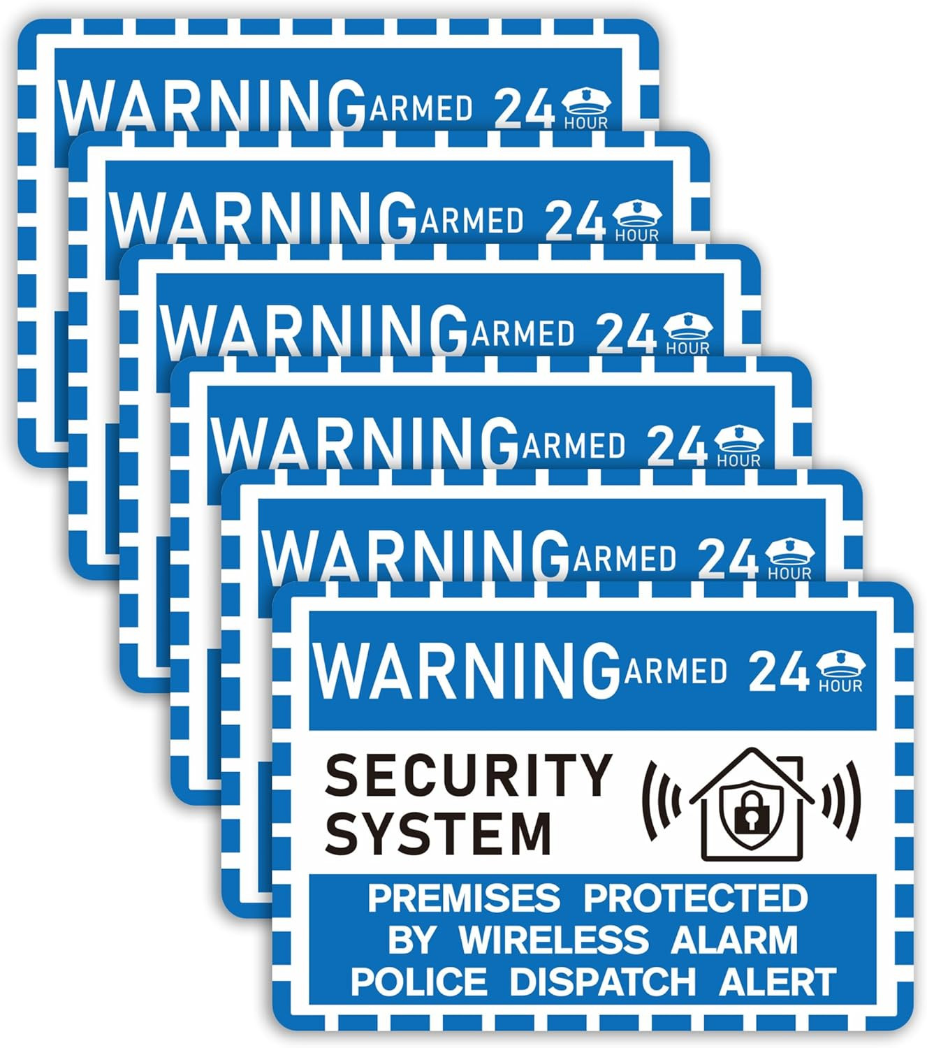 6PCS Security Alarm System Sign for Home, Self-Adhesive Weatherproof 24 Hours Wa
