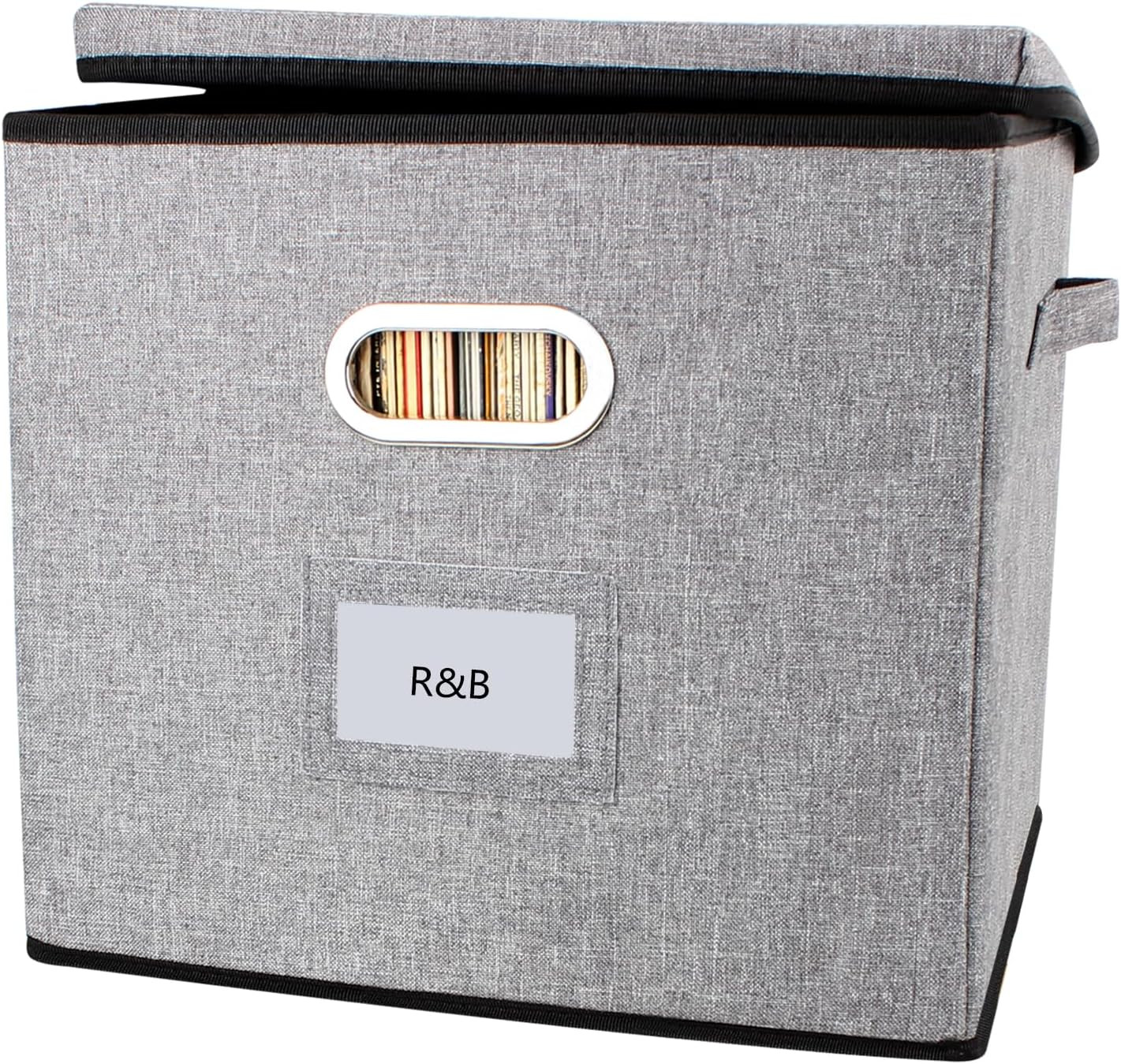 Vinyl Record Storage Box Hold 100+ 12" Albums Stackable LP Storage Bin with Lid
