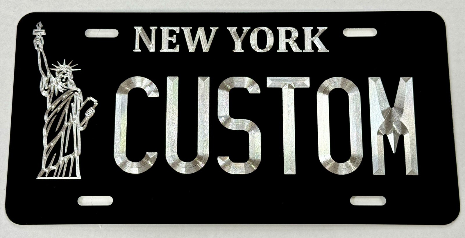 New York NY State Car Tag Custom Text Diamond Etched Vanity Front License Plate