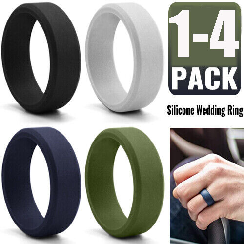 4/2/1Pack Silicone Wedding Engagement Ring for Men Women Rubber Band Gym Sports≠
