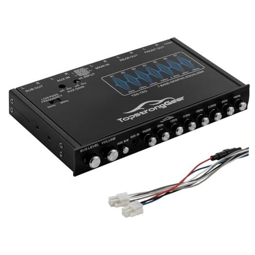 TSG7EQ 7-Band Car Audio Graphic Equalizer with Front 3.5mm Aux Input, High