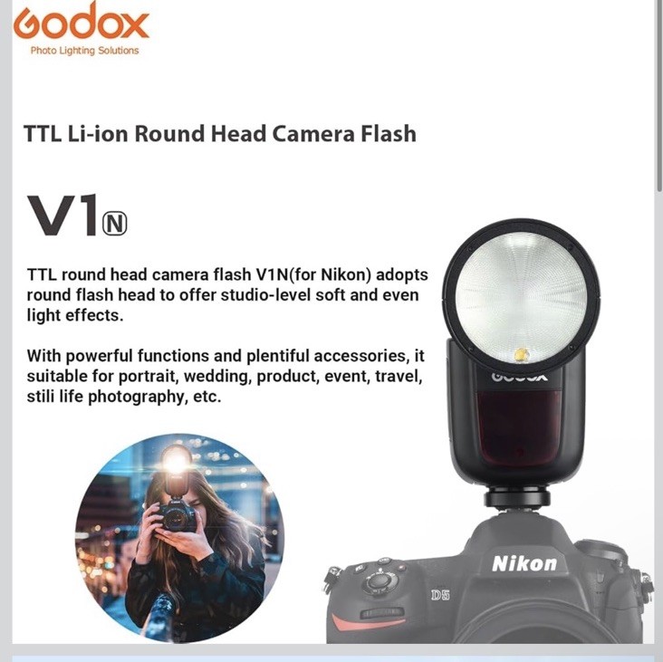 Godox V1 N Professional Camera Flash Speedlite Speedlight Round Head