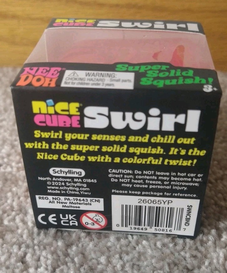 💖❤️Authentic Schylling NeeDoh Nice Cube Pink/Orange Swirl