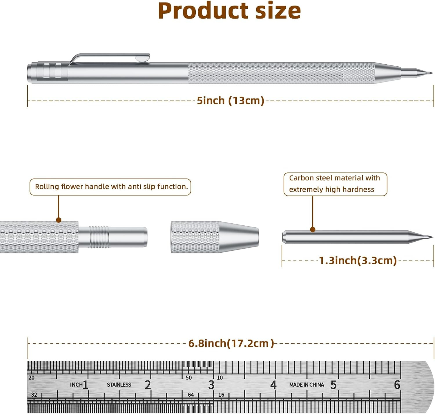 2-Pack Tungsten Carbide Scriber, Metal Scribe Tool with 25 Replacement Marking T