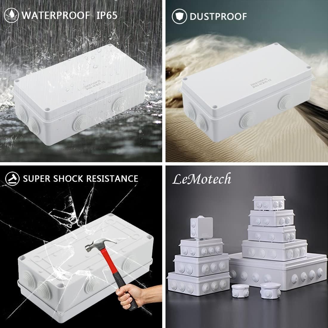 Sturdy ABS Plastic Junction Box Waterproof Dustproof for Electrical Projects
